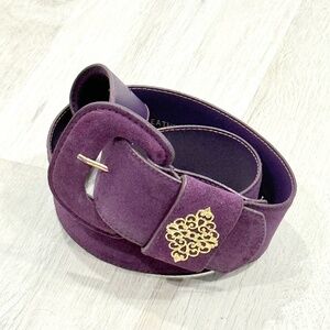 Vintage Genuine Purple Sueded Leather Wide Belt Size Small